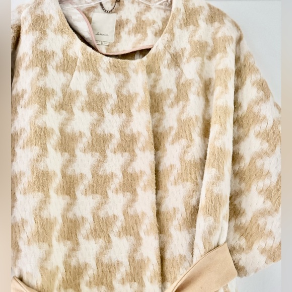 Anthropologie Elevenses Houndstooth Wrap Coat Career Preppy Academia - Picture 7 of 11